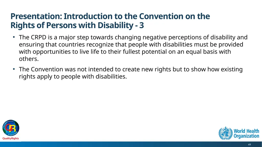 WHO QualityRights core training - for all services - slide 49 of 174