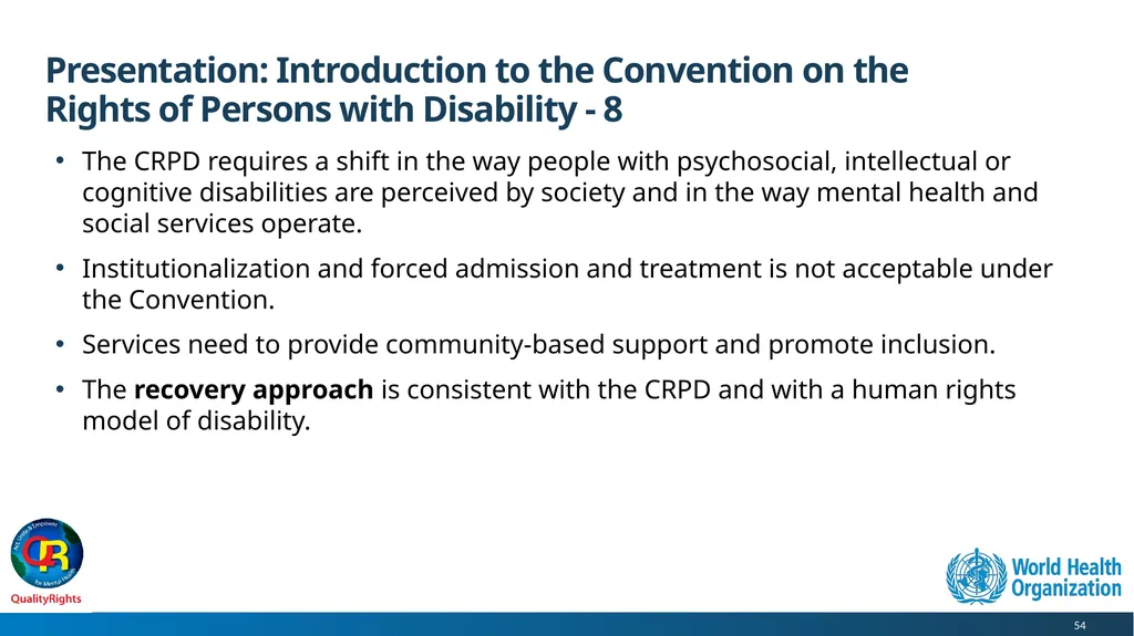 WHO QualityRights core training - for all services - slide 54 of 174