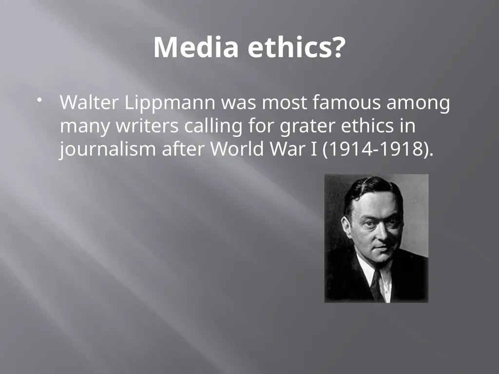 Media ethics: oxymoron? An introduction. Media - slide 11 of 28