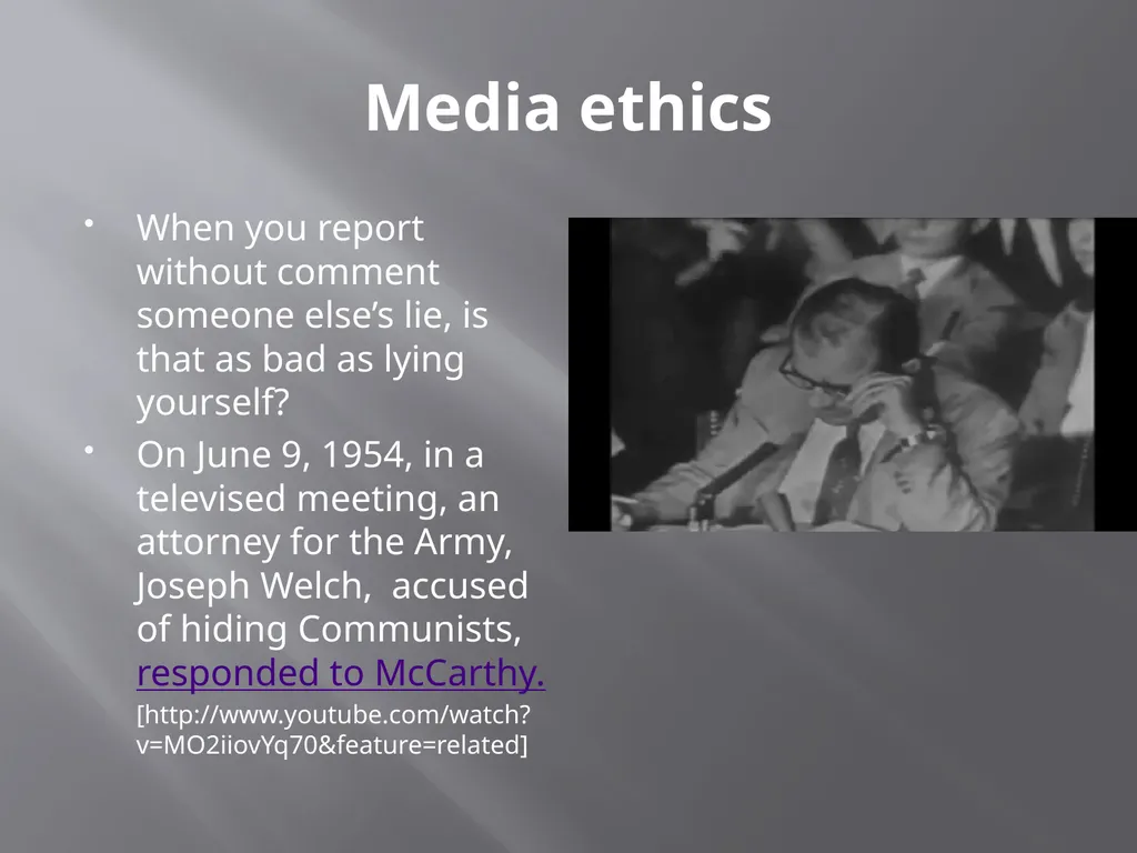 Media ethics: oxymoron? An introduction. Media - slide 21 of 28