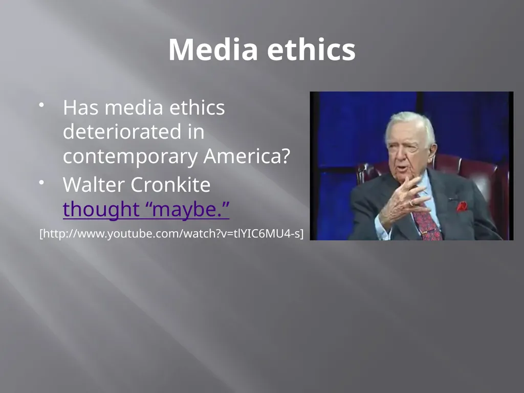 Media ethics: oxymoron? An introduction. Media - slide 27 of 28