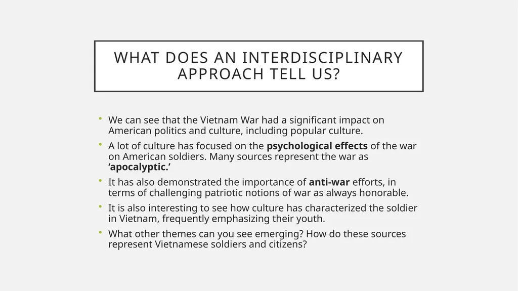 Thinking Interdisciplinary in history: Vietnam as - slide 14 of 15