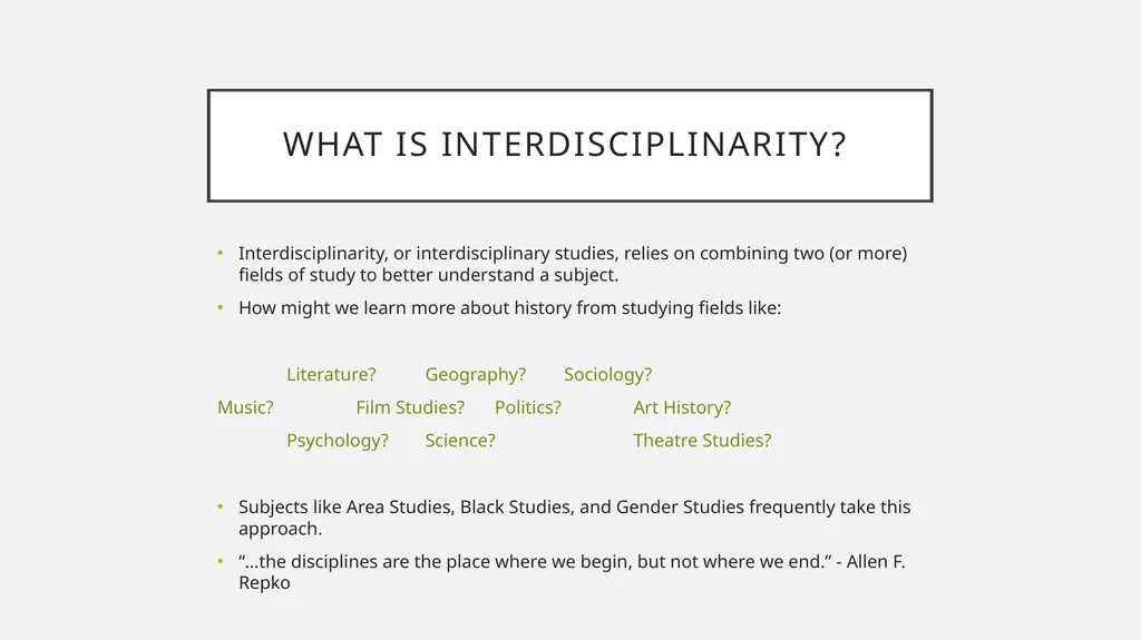 Thinking Interdisciplinary in history: Vietnam as - slide 2 of 15