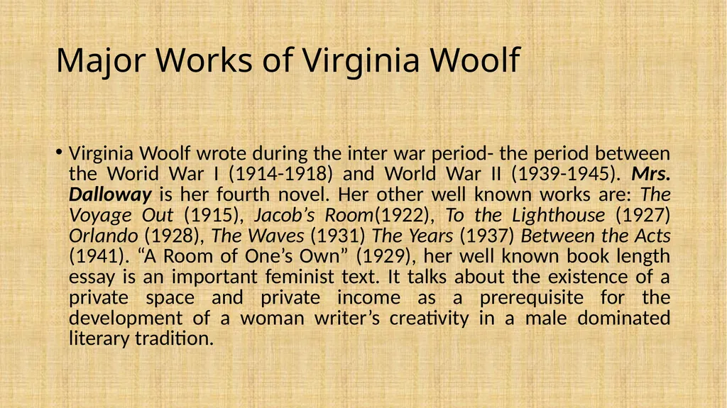 Mrs. Dalloway Virginia Woolf (For M.A II Sem - slide 3 of 17