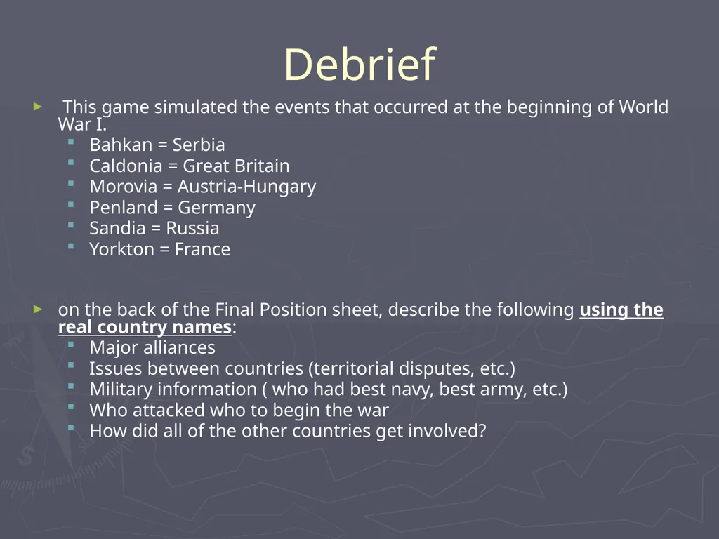 WWI Alliances Simulation WWI Alliances Simulation - slide 25 of 25