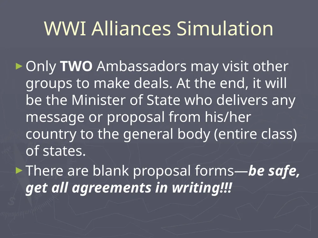 WWI Alliances Simulation WWI Alliances Simulation - slide 14 of 25