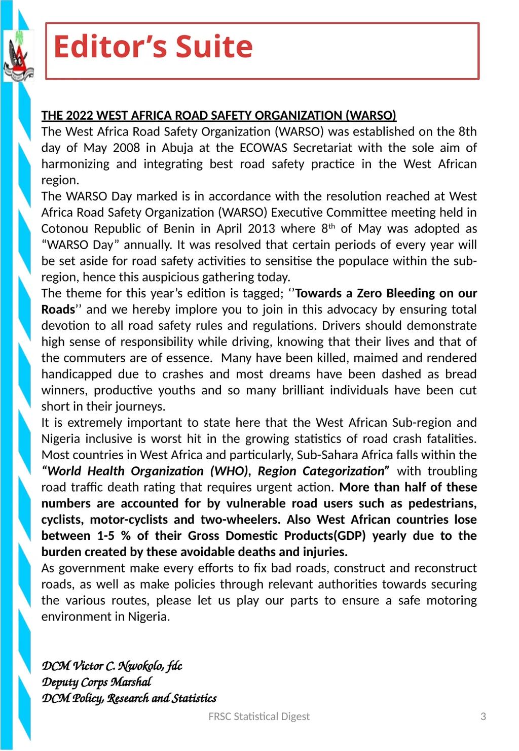 FEDERAL ROAD SAFETY CORPS NATIONAL HEADQUARTERS, - slide 3 of 38