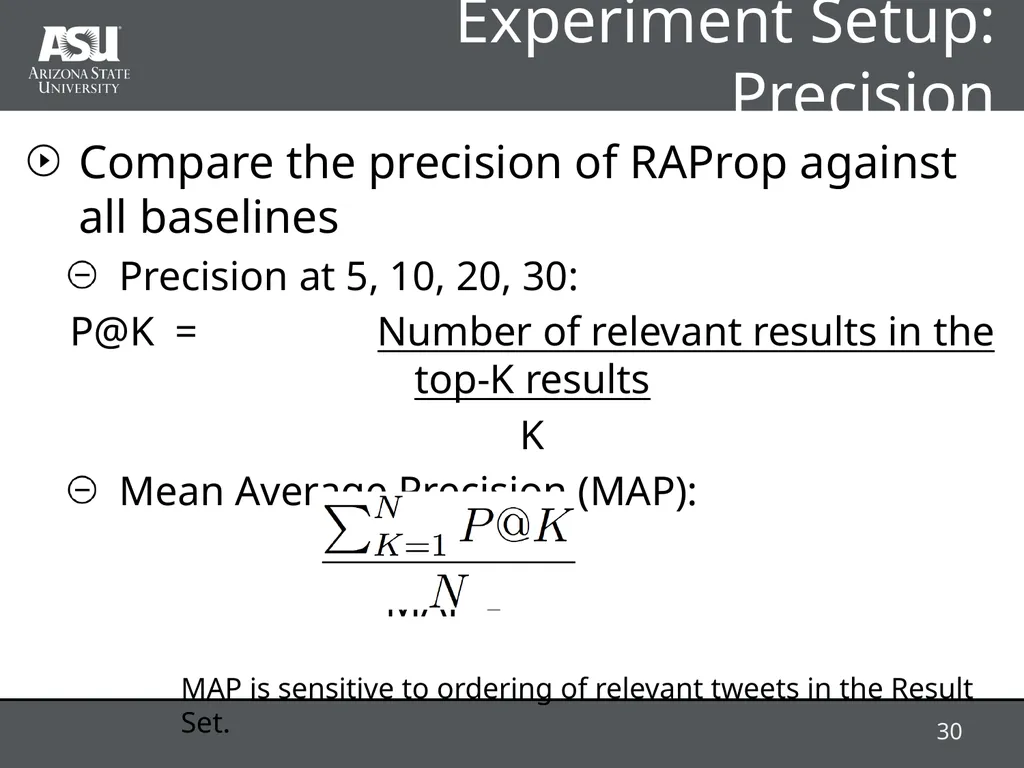 RAProp: Ranking Tweets by Exploiting the - slide 30 of 44