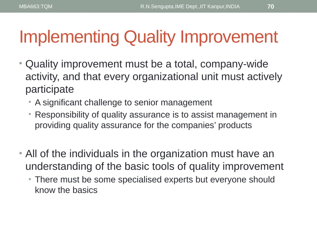 Total Quality Management and Quality Management - slide 70 of 76