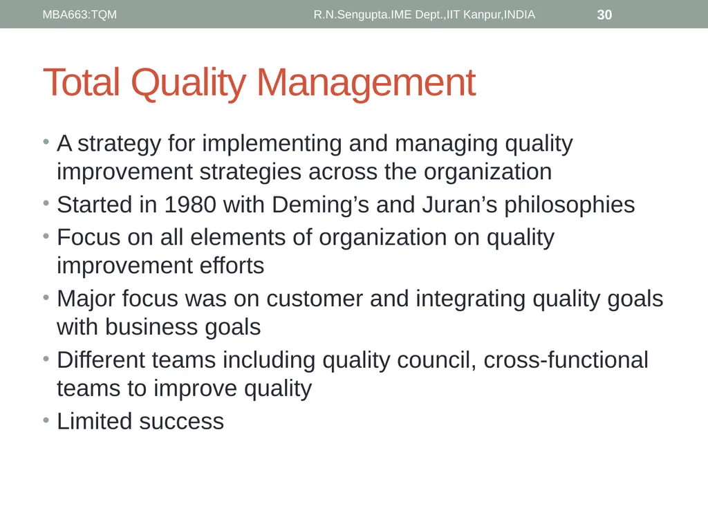 Total Quality Management and Quality Management - slide 30 of 76