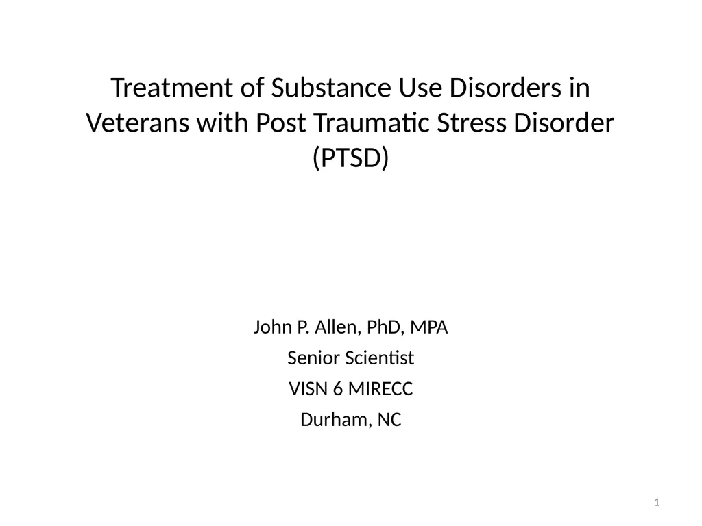 Treatment of Substance Use Disorders in Veterans