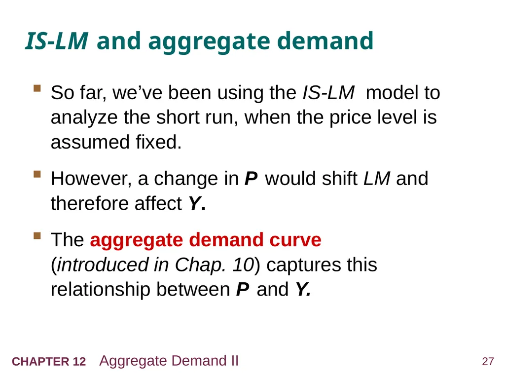 Aggregate Demand II: Applying the IS-LM Model 12 - slide 27 of 58