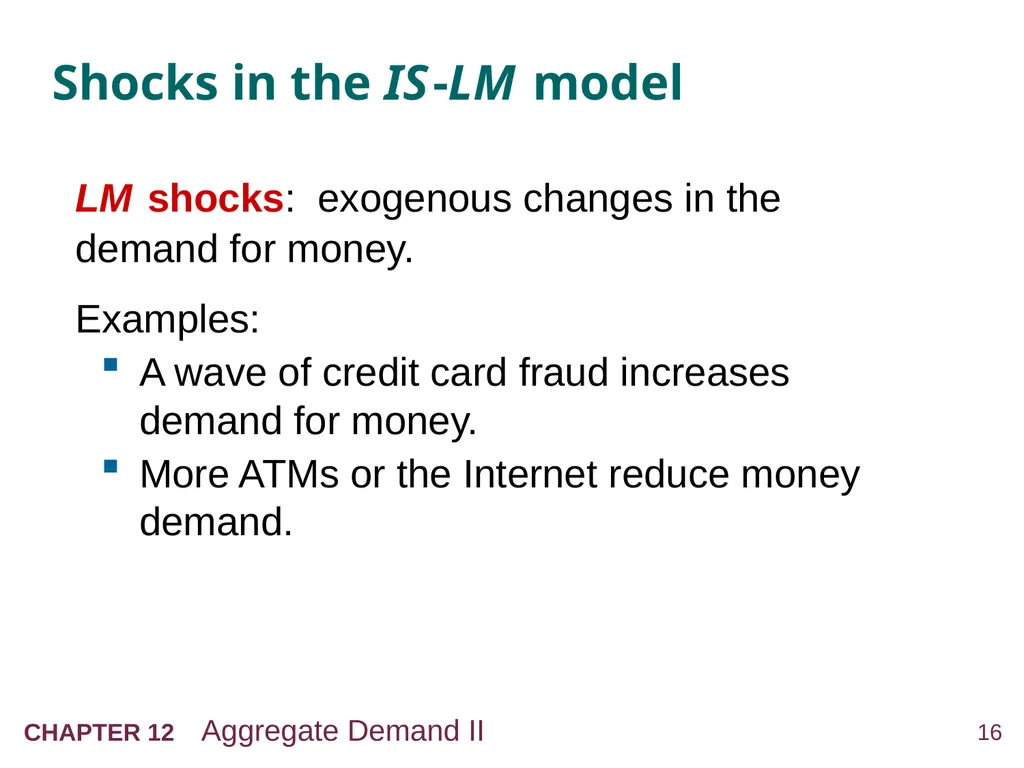 Aggregate Demand II: Applying the IS-LM Model 12 - slide 16 of 58