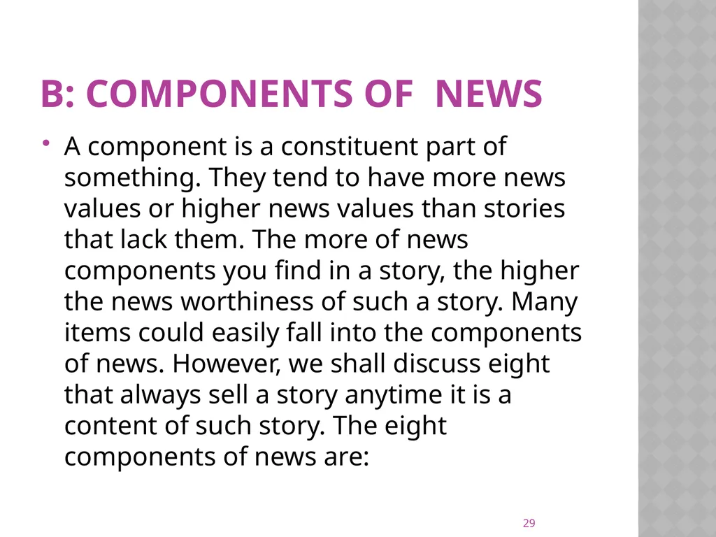 NEWS gathering CODE: JST 04107 17 Credit hours - slide 29 of 57
