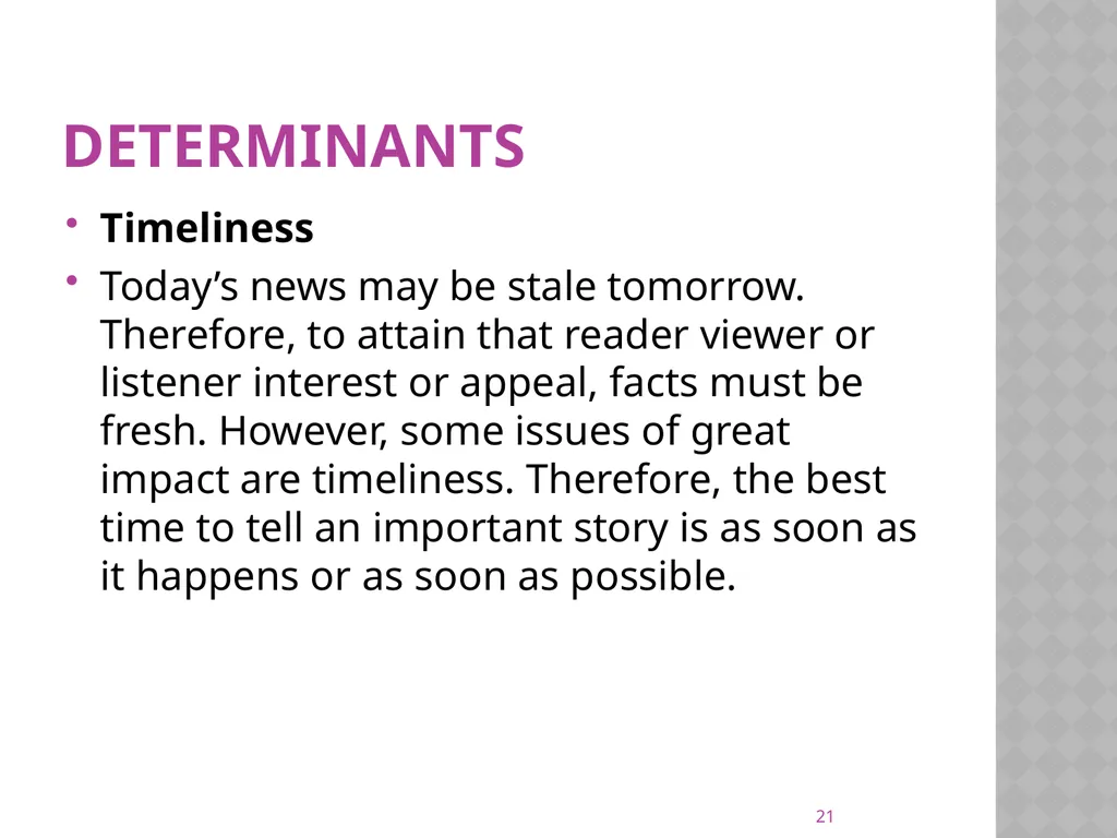 NEWS gathering CODE: JST 04107 17 Credit hours - slide 21 of 57