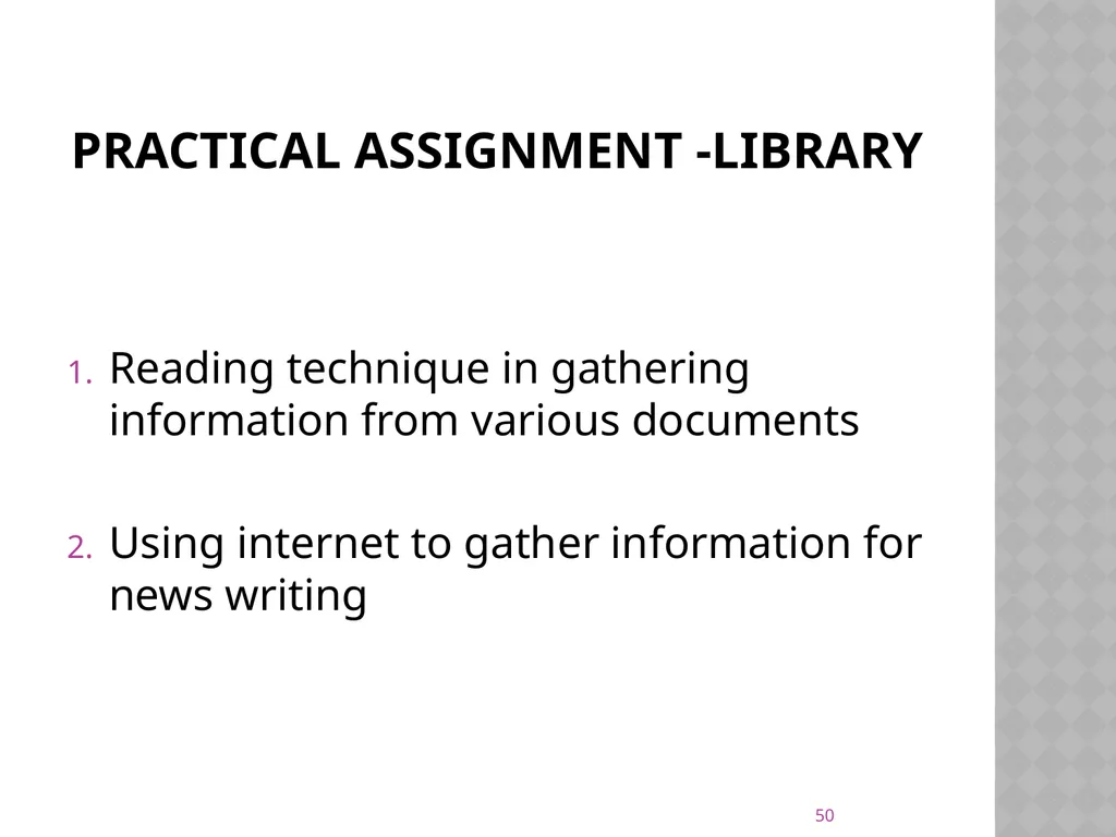 NEWS gathering CODE: JST 04107 17 Credit hours - slide 50 of 57