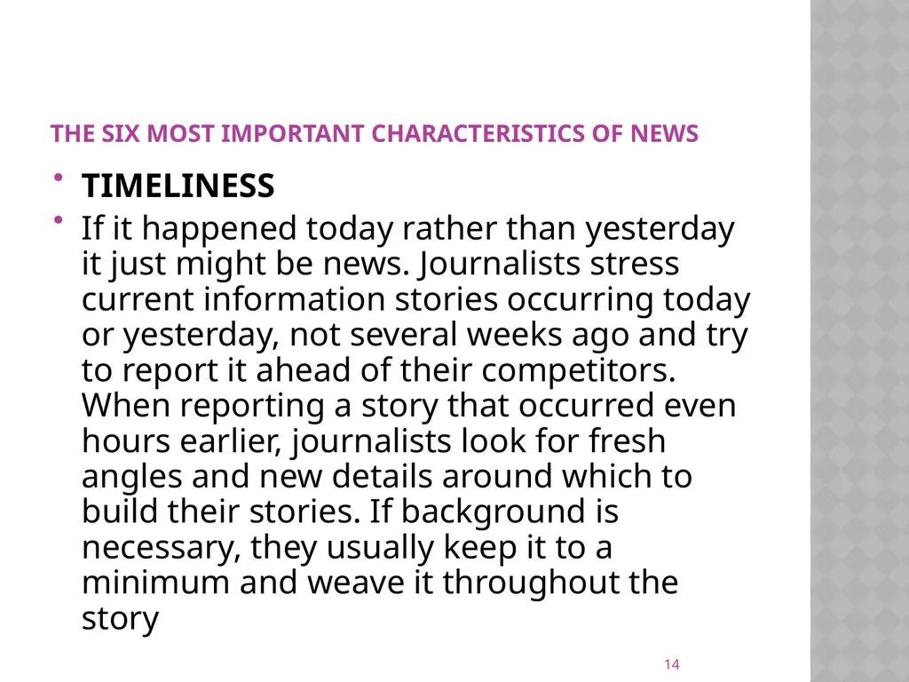 NEWS gathering CODE: JST 04107 17 Credit hours - slide 14 of 57