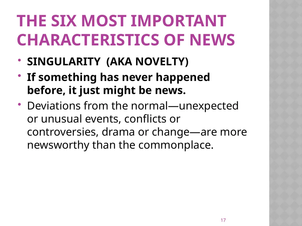 NEWS gathering CODE: JST 04107 17 Credit hours - slide 17 of 57