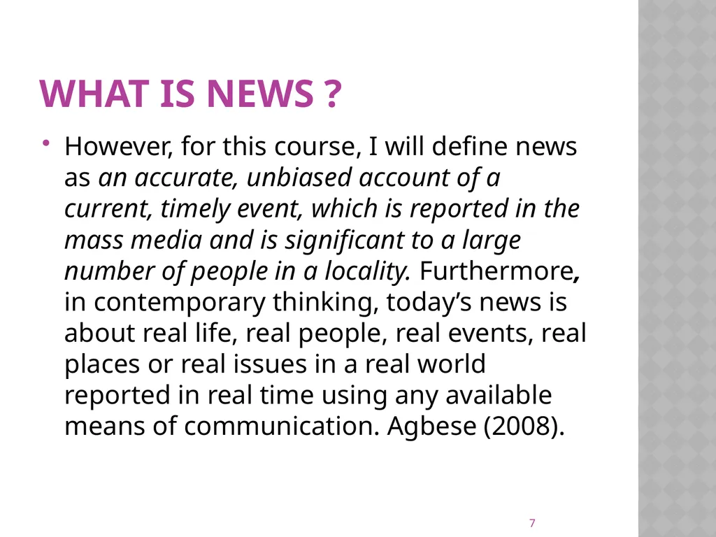 NEWS gathering CODE: JST 04107 17 Credit hours - slide 7 of 57