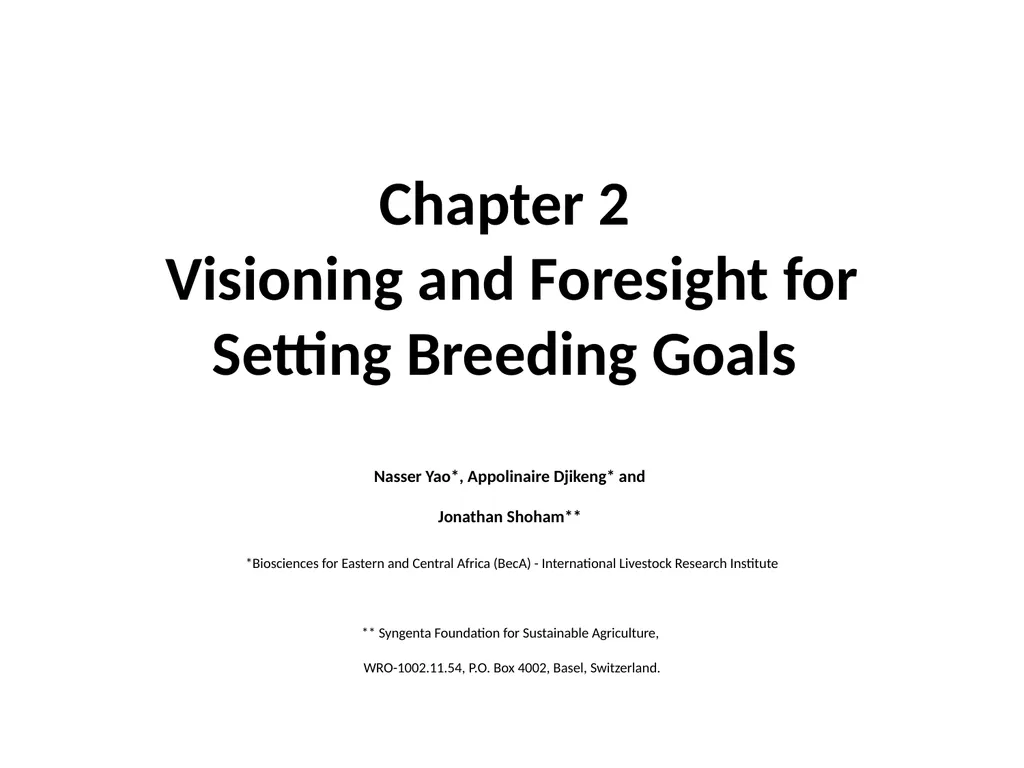 Chapter 2 Visioning and Foresight for Setting - slide 2 of 33
