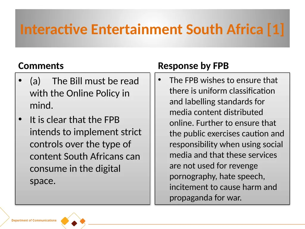 FPB AMENDMENT BILL:CRITICAL INPUTS FROM - slide 13 of 34