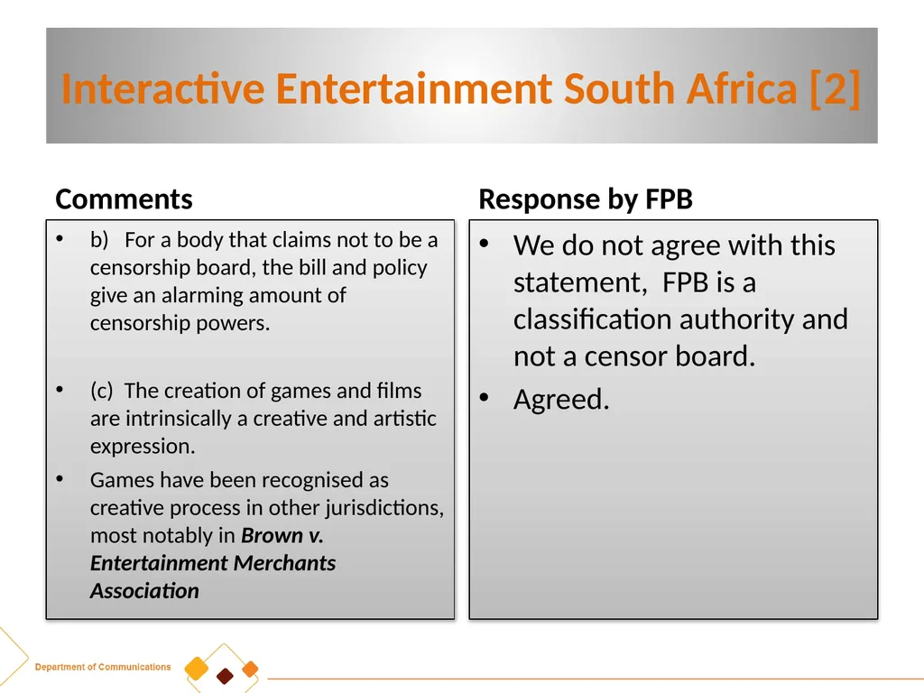 FPB AMENDMENT BILL:CRITICAL INPUTS FROM - slide 14 of 34