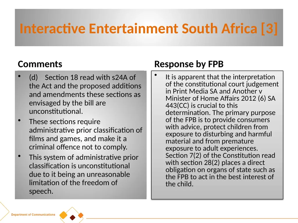 FPB AMENDMENT BILL:CRITICAL INPUTS FROM - slide 15 of 34