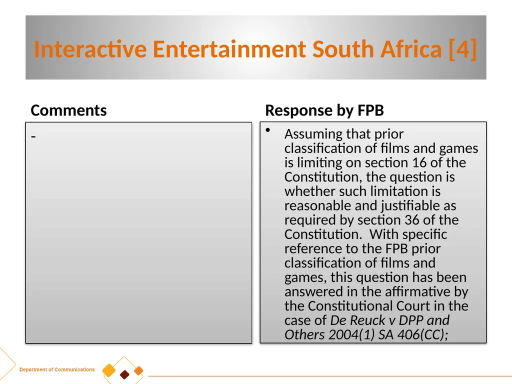 FPB AMENDMENT BILL:CRITICAL INPUTS FROM - slide 16 of 34