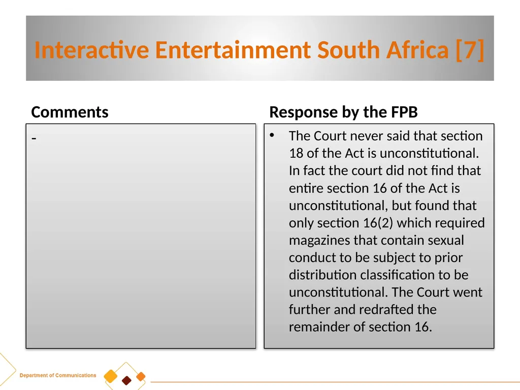 FPB AMENDMENT BILL:CRITICAL INPUTS FROM - slide 19 of 34