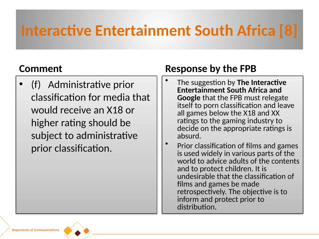 FPB AMENDMENT BILL:CRITICAL INPUTS FROM - slide 20 of 34