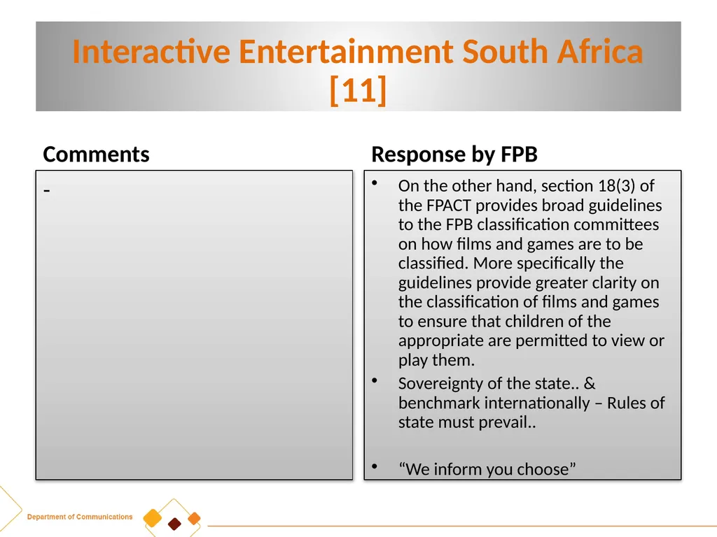 FPB AMENDMENT BILL:CRITICAL INPUTS FROM - slide 23 of 34