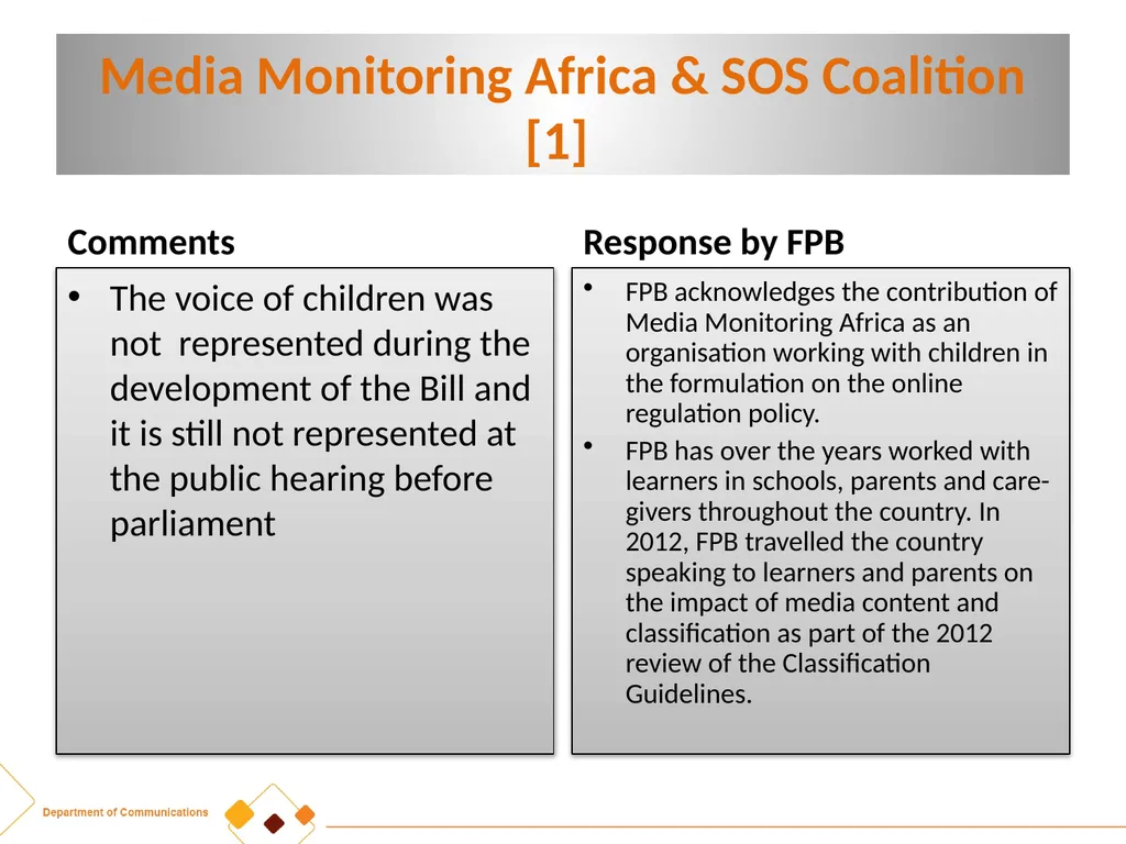 FPB AMENDMENT BILL:CRITICAL INPUTS FROM - slide 26 of 34