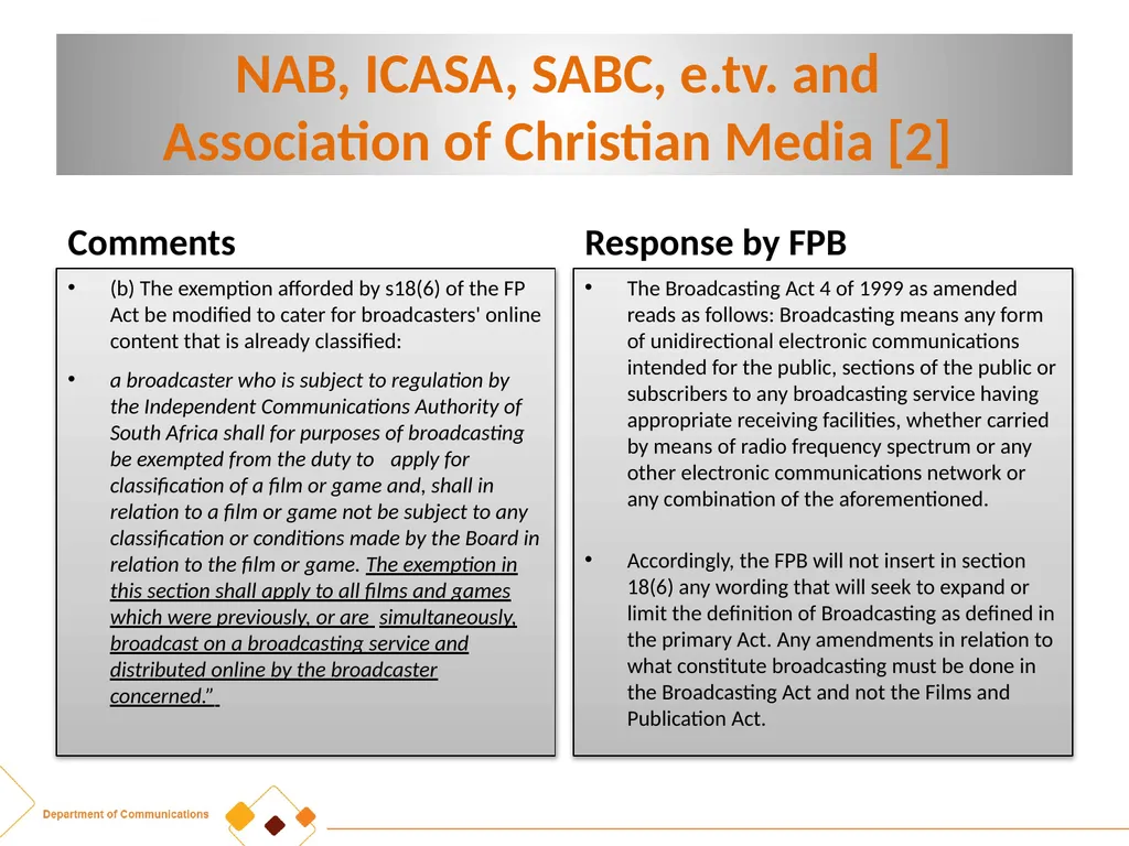 FPB AMENDMENT BILL:CRITICAL INPUTS FROM - slide 11 of 34