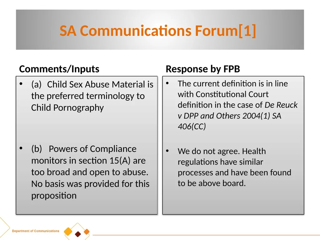 FPB AMENDMENT BILL:CRITICAL INPUTS FROM - slide 2 of 34