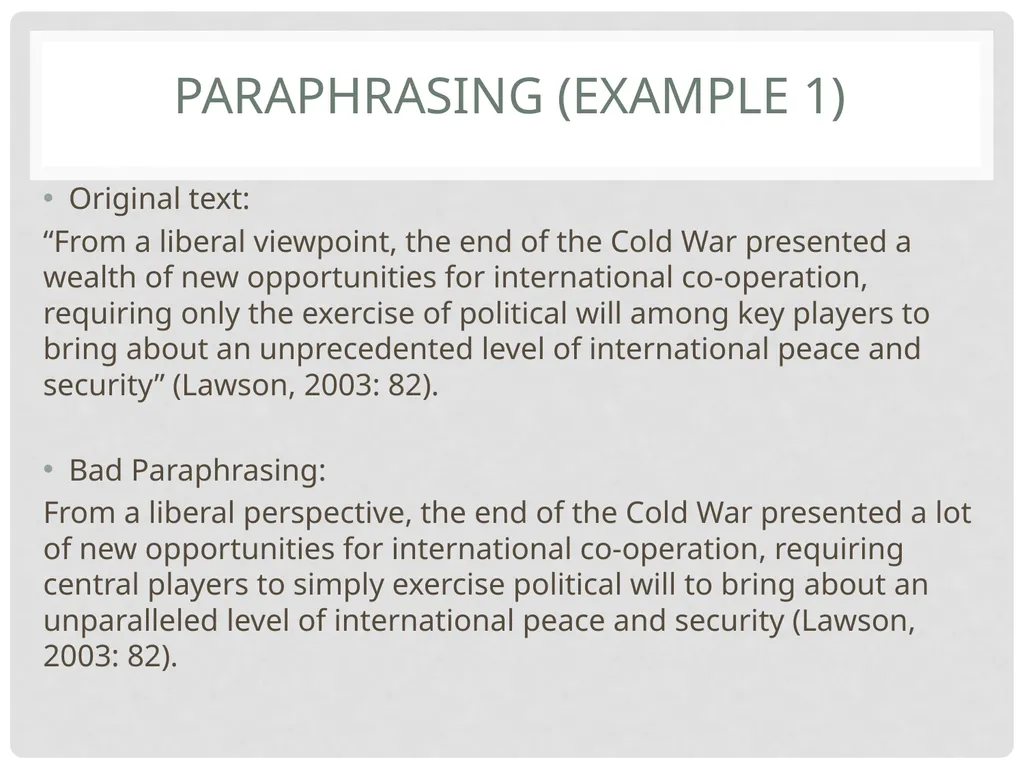 Avoiding plagiarism Referencing & Paraphrasing - slide 22 of 26