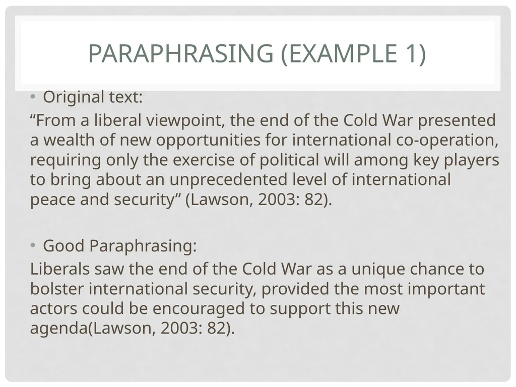 Avoiding plagiarism Referencing & Paraphrasing - slide 23 of 26