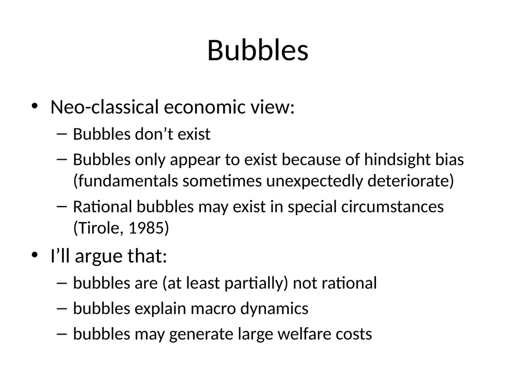 Bubble Economics David Laibson Econometric Society - slide 5 of 67