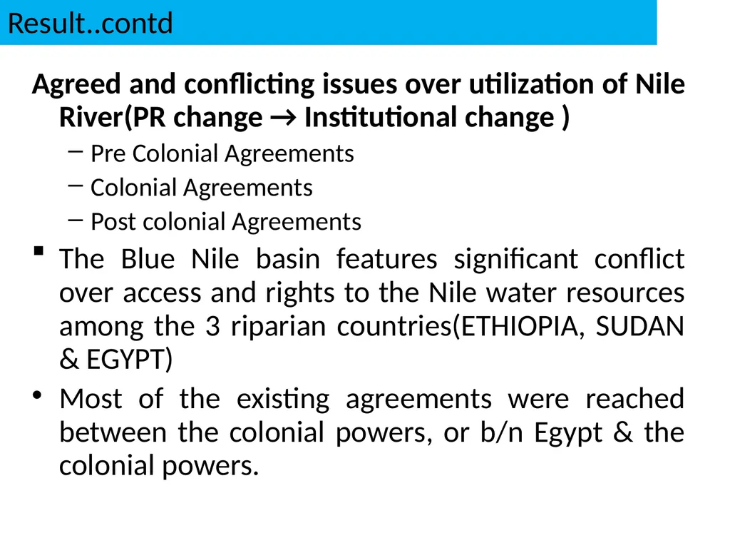 DISTRIBUTIONAL CONFLICT OVER BLUE NILE RIVER BASIN - slide 16 of 27
