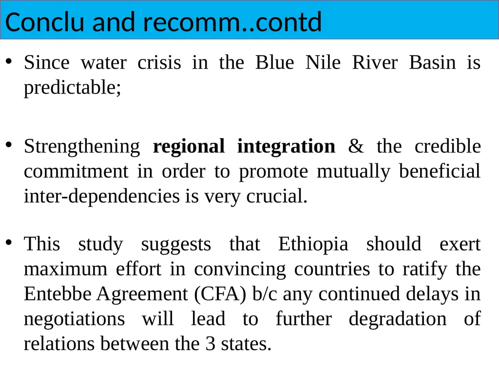 DISTRIBUTIONAL CONFLICT OVER BLUE NILE RIVER BASIN - slide 26 of 27