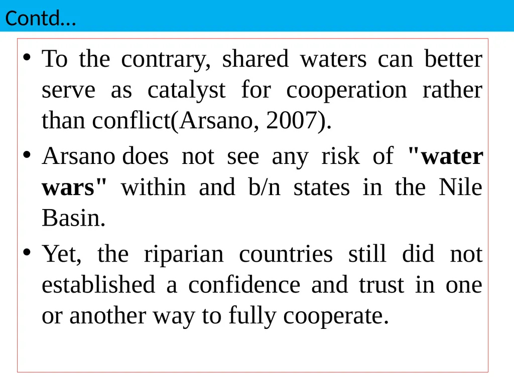 DISTRIBUTIONAL CONFLICT OVER BLUE NILE RIVER BASIN - slide 23 of 27