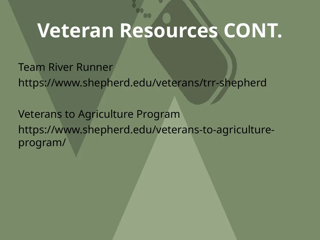 Shepherd University Green Zone Training OBJECTIVE - slide 31 of 34