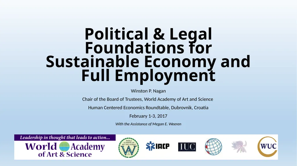 Political & Legal Foundations for Sustainable