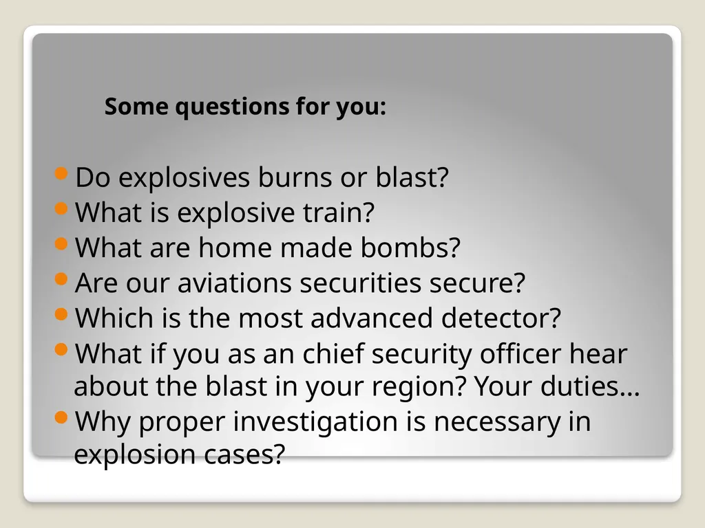 Introduction and detection of explosive compounds - slide 2 of 65