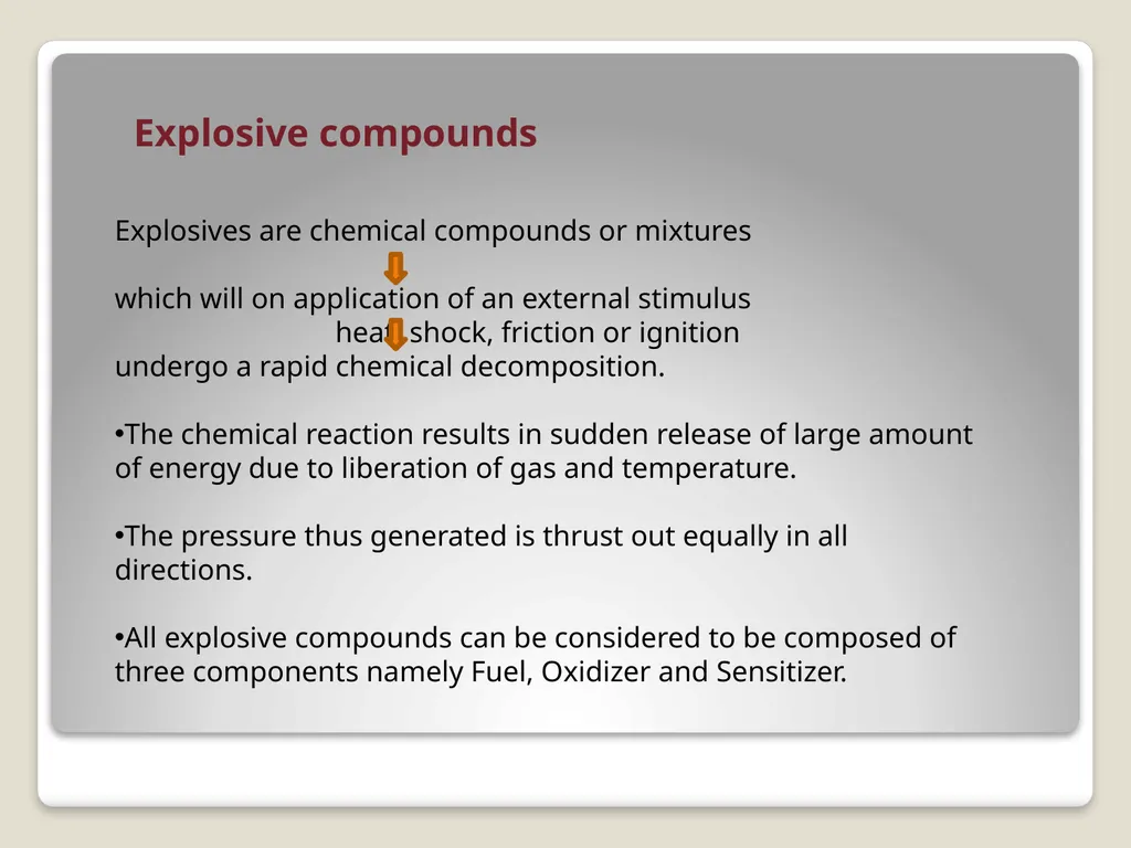 Introduction and detection of explosive compounds - slide 7 of 65
