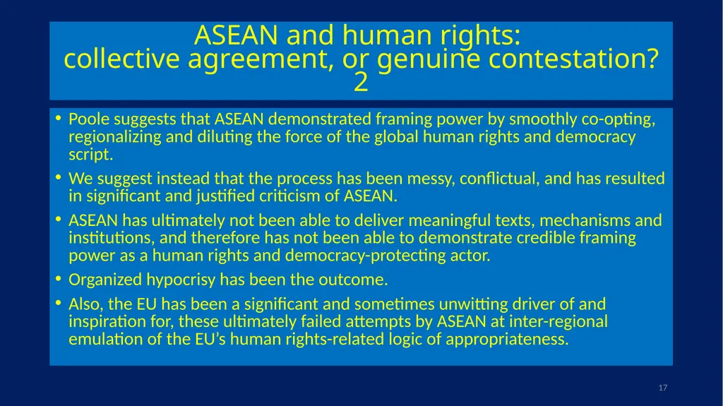 EU-ASEAN relations, human rights institutions, and - slide 17 of 56
