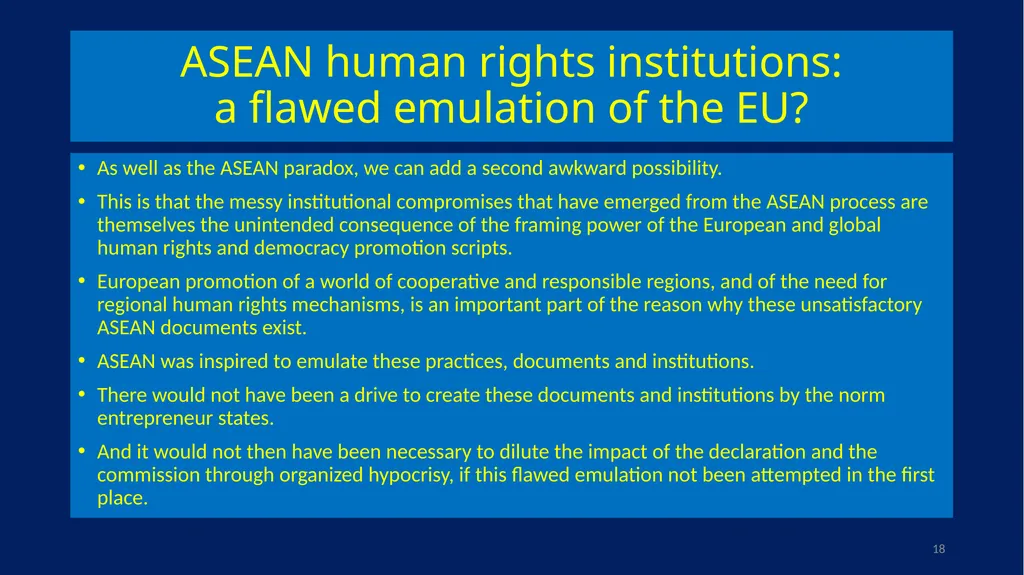 EU-ASEAN relations, human rights institutions, and - slide 18 of 56