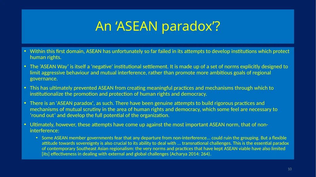 EU-ASEAN relations, human rights institutions, and - slide 10 of 56