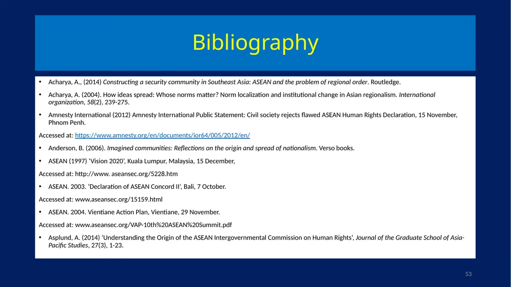 EU-ASEAN relations, human rights institutions, and - slide 53 of 56
