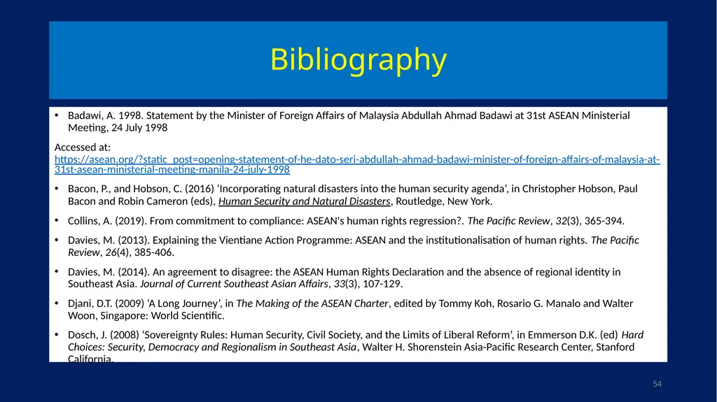 EU-ASEAN relations, human rights institutions, and - slide 54 of 56