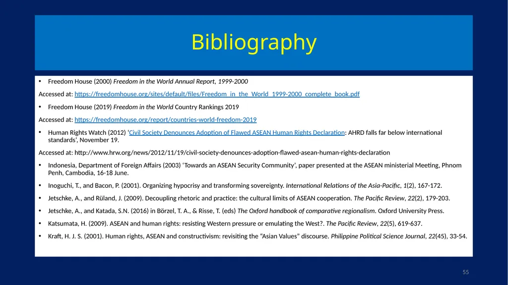 EU-ASEAN relations, human rights institutions, and - slide 55 of 56